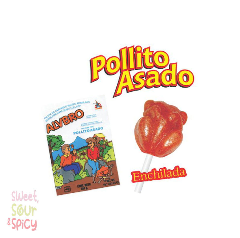 Pollo Candy Pollo Asado Lollipop 40 Pieces – Sweet Sour & Spicy